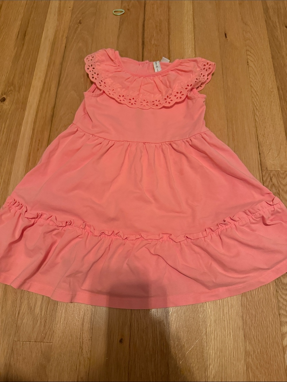 Janie and Jack Girls Coral Pink Ruffle Collar Dress size 3